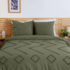 Roupa de cama algodão lavado tufado motivos étnicos, 2 lugares