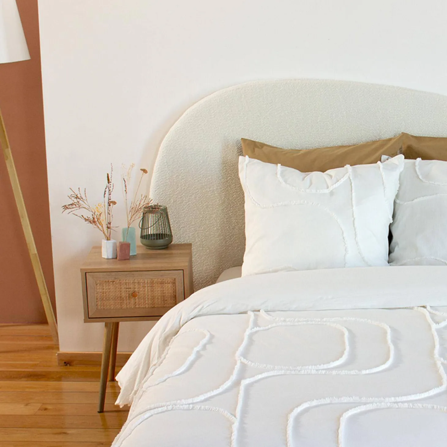 Roupa de cama algodão lavado tufted padrões arredondados, 2 lugares