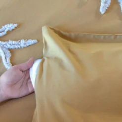 Roupa de cama de algodão lavado com motivos vegetais tuftados, 2 lugares