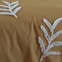 Roupa de cama de algodão lavado com motivos vegetais tuftados, 2 lugares
