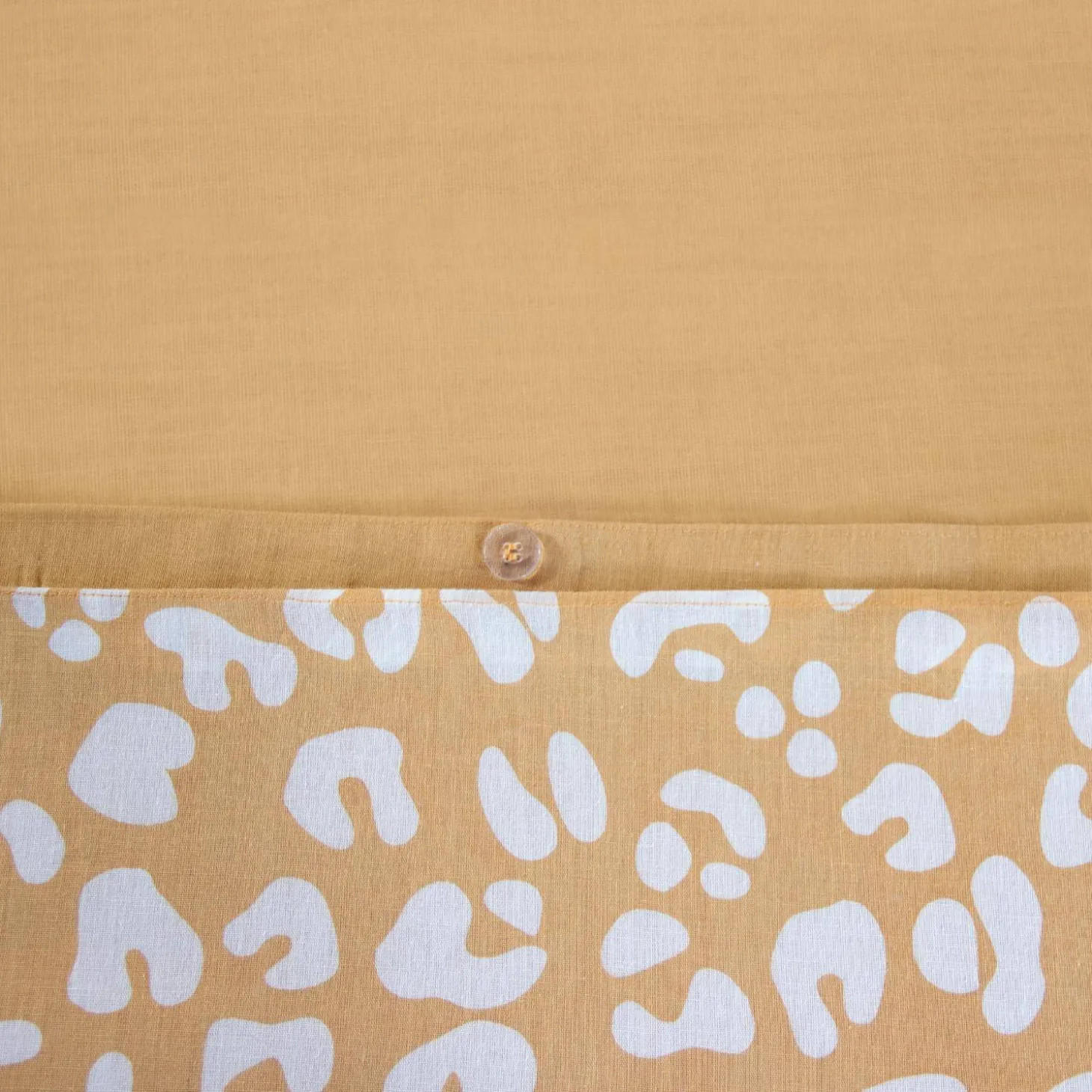 Roupa de cama de algodão reversível com estampa de leopardo amarelo, 2 lugares