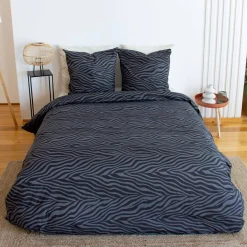 Roupa de cama de poliéster reversível com estampa de zebra de 2 lugares