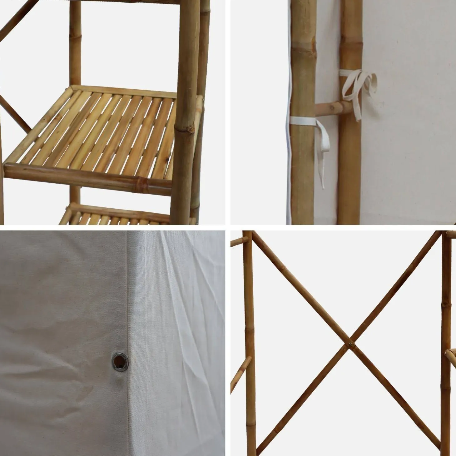 Roupeiro com estrutura em bambu e 3 prateleiras