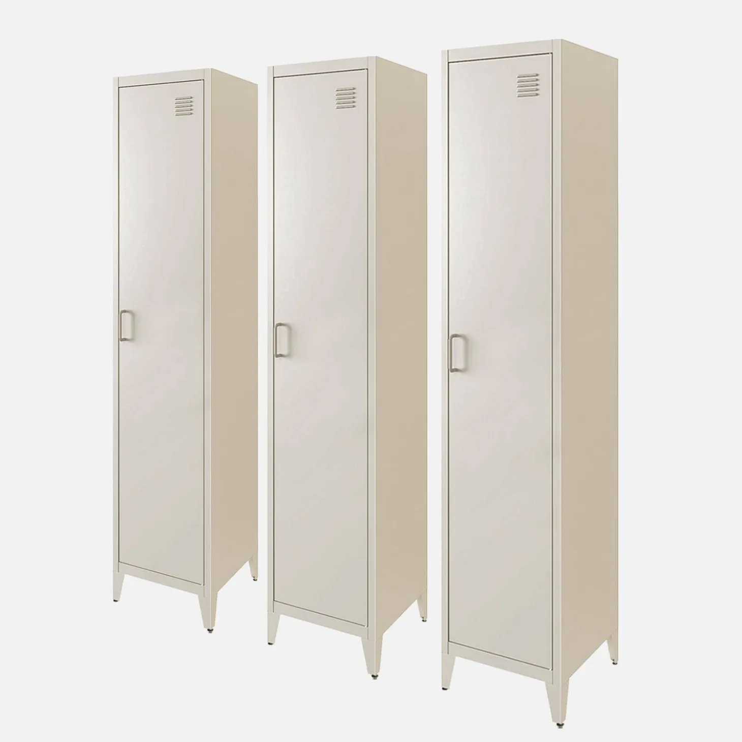 Roupeiro industrial em metal com 4 espaços de armazenamento, set de 3
