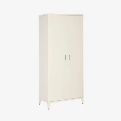 Roupeiro industrial em metal com 2 portas, 4 prateleiras e 1 cabideiro