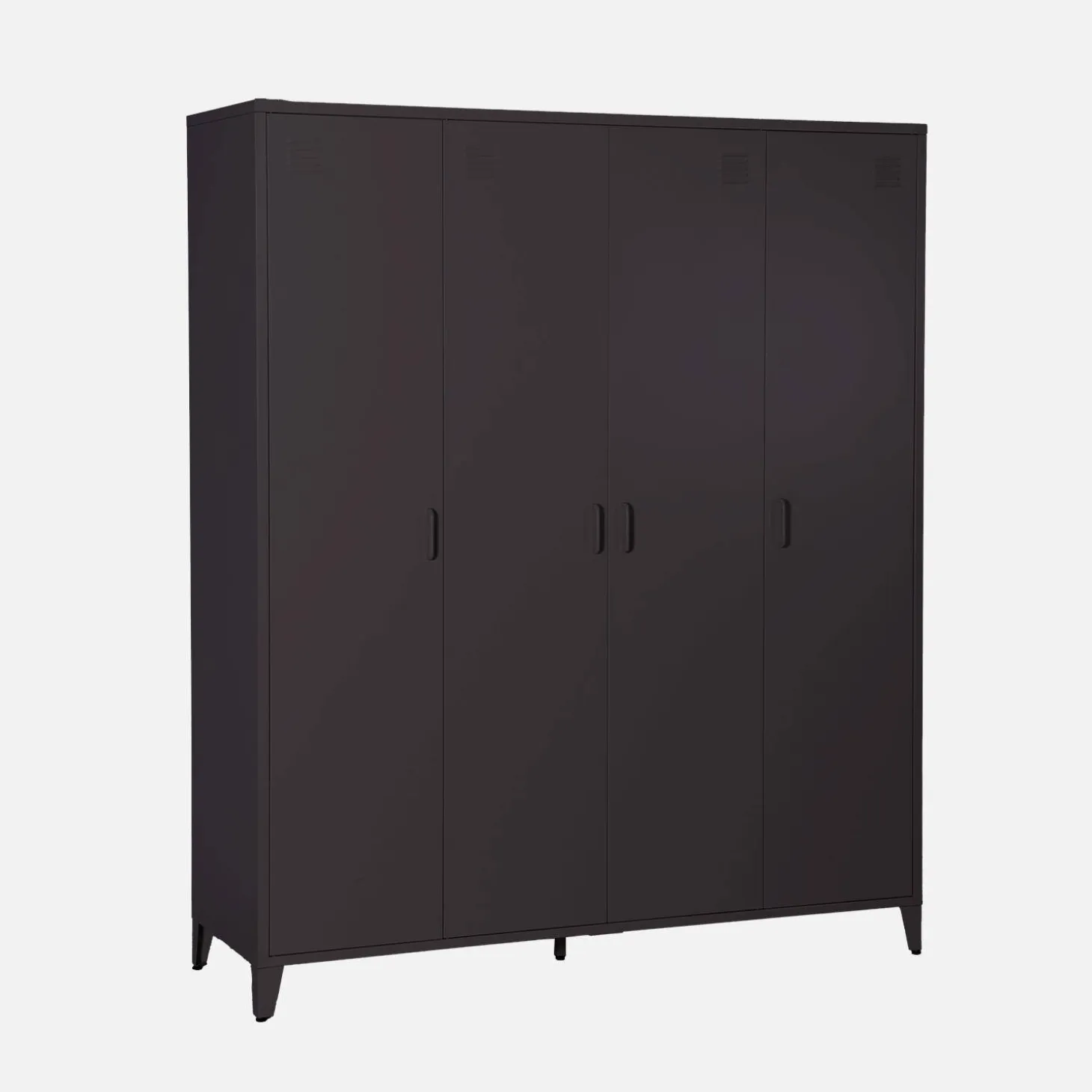 Roupeiro industrial em metal com 4 portas, 10 prateleiras e 1 cabideiro