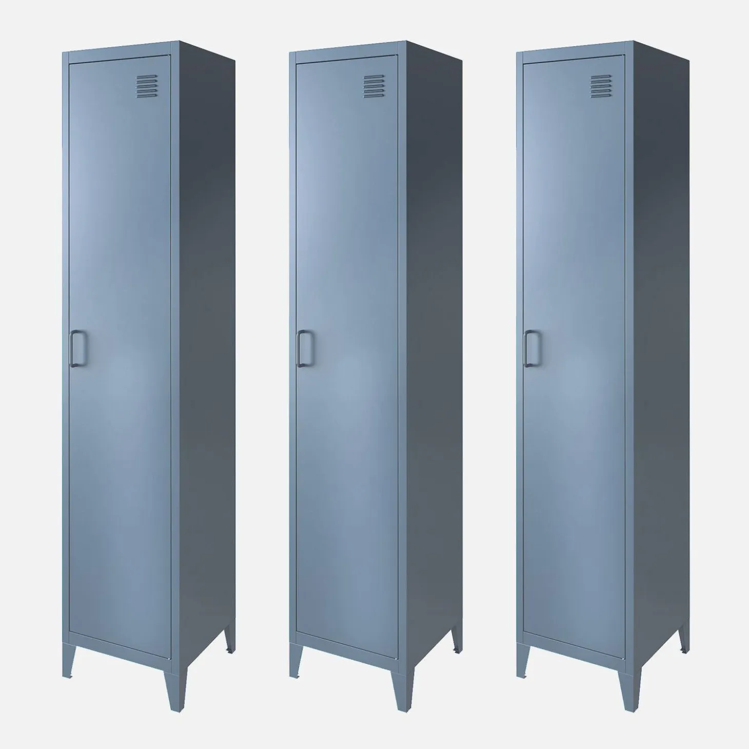 Roupeiro industrial em metal com 4 espaços de armazenamento, set de 3