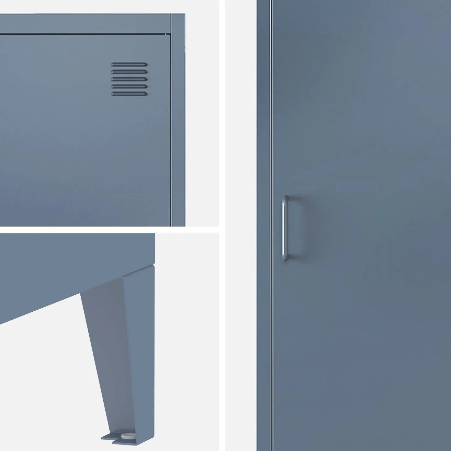 Roupeiro industrial em metal com 4 espaços de armazenamento, set de 3
