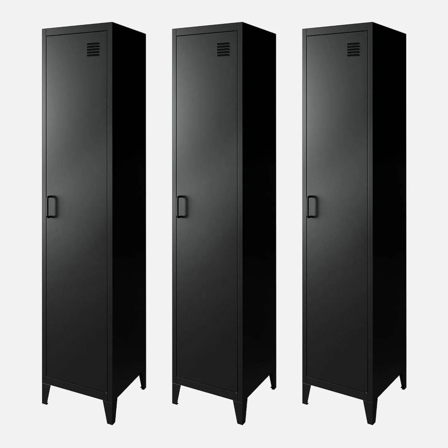 Roupeiro industrial em metal com 4 espaços de armazenamento, set de 3