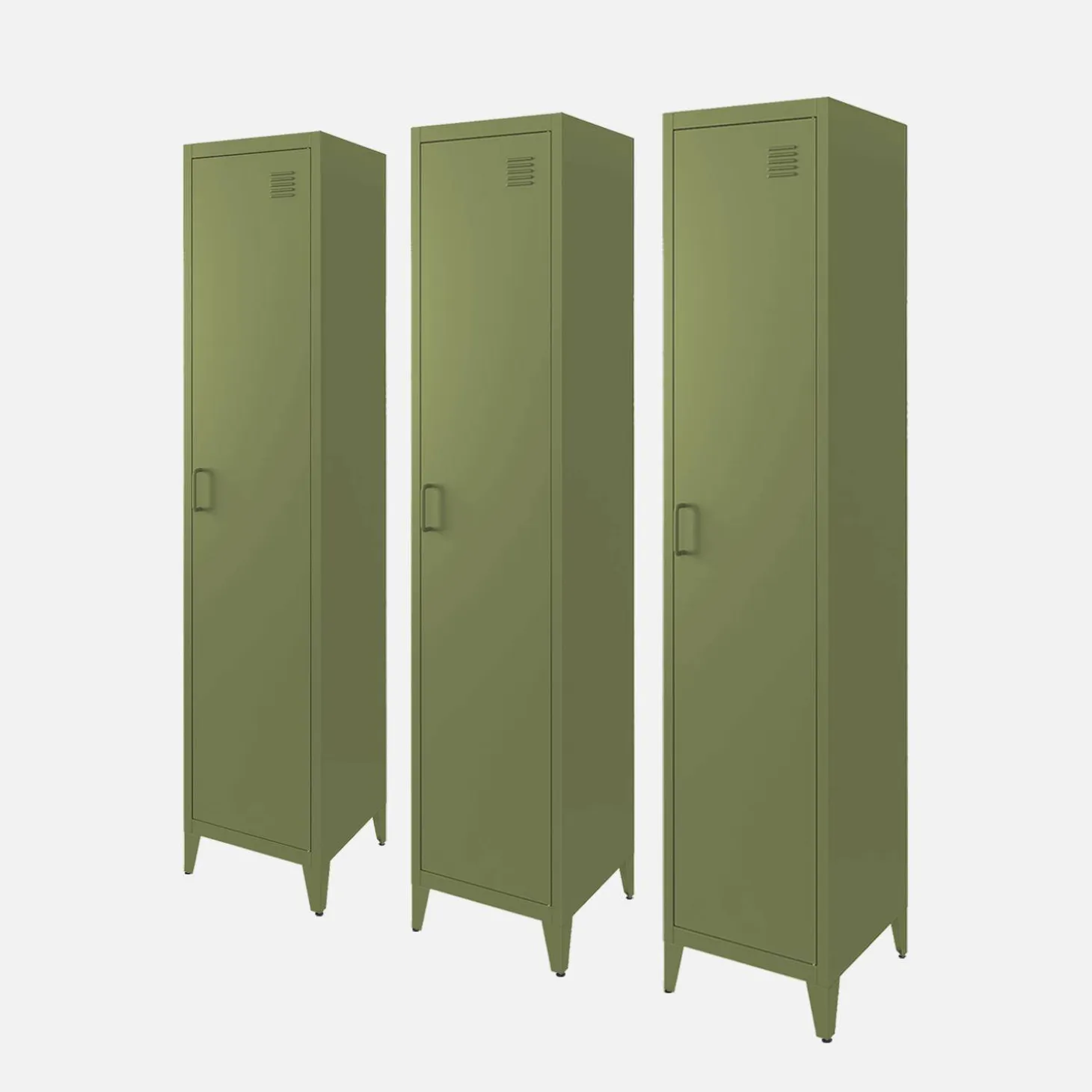 Roupeiro industrial em metal com 4 espaços de armazenamento, set de 3