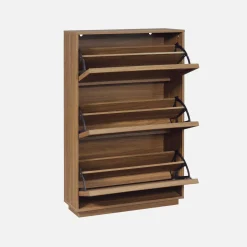 Sapateira decorativa em madeira com 3 portas basculantes