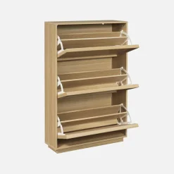 Sapateira decorativa em madeira com 3 portas basculantes