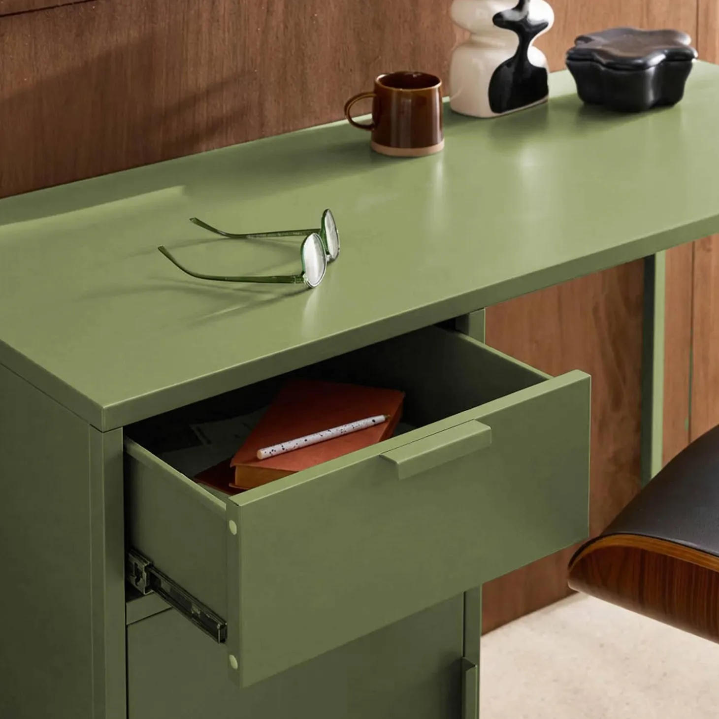 Secretaria em aço laminado, 1 gaveta