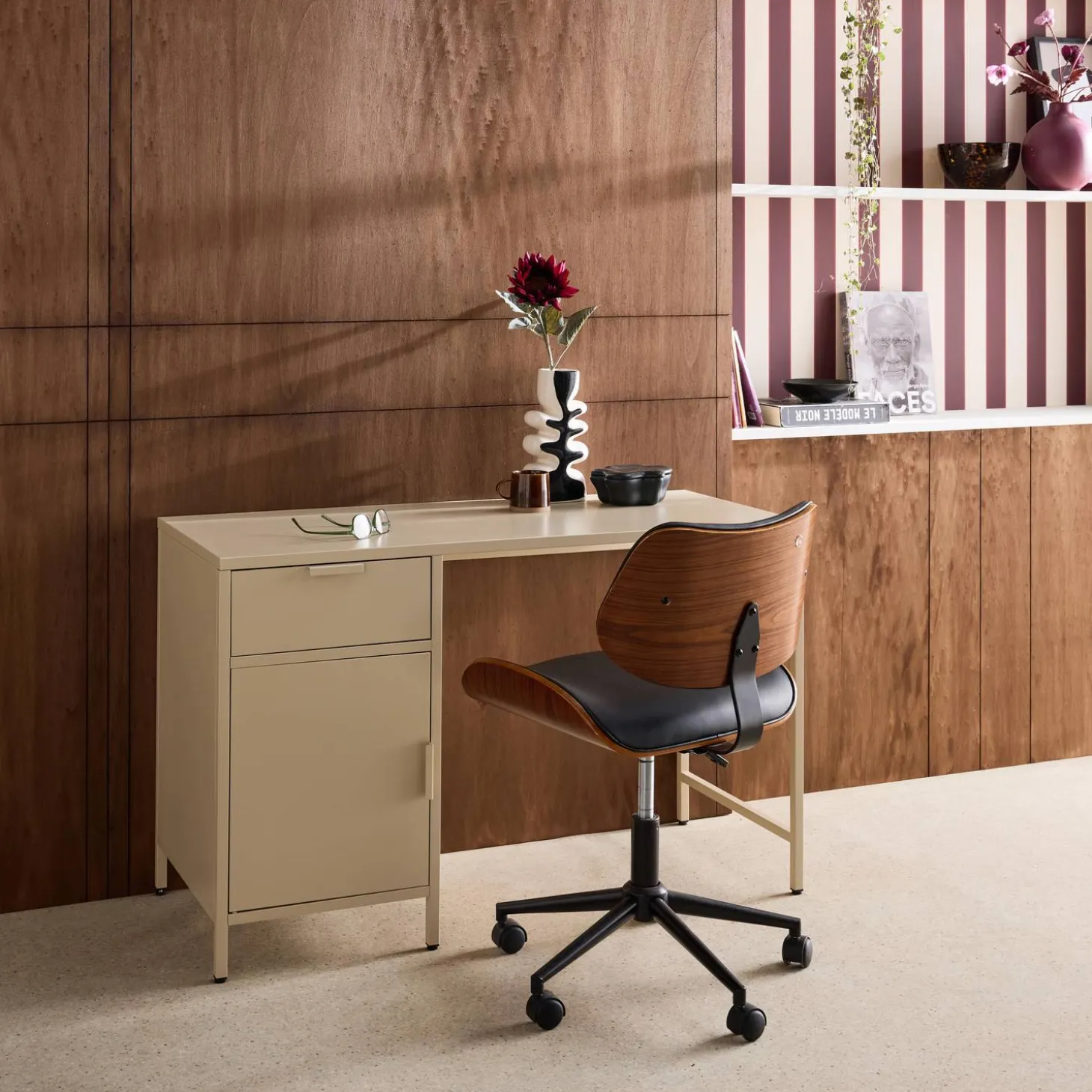 Secretaria em aço laminado, 1 gaveta