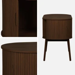 Secretária oval com efeito de madeira com 2 espaços de arrumação, 120cm