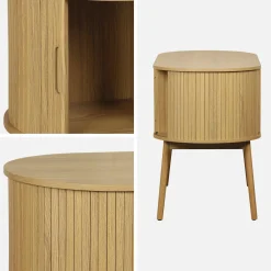 Secretária oval com efeito de madeira com 2 espaços de arrumação, 120cm