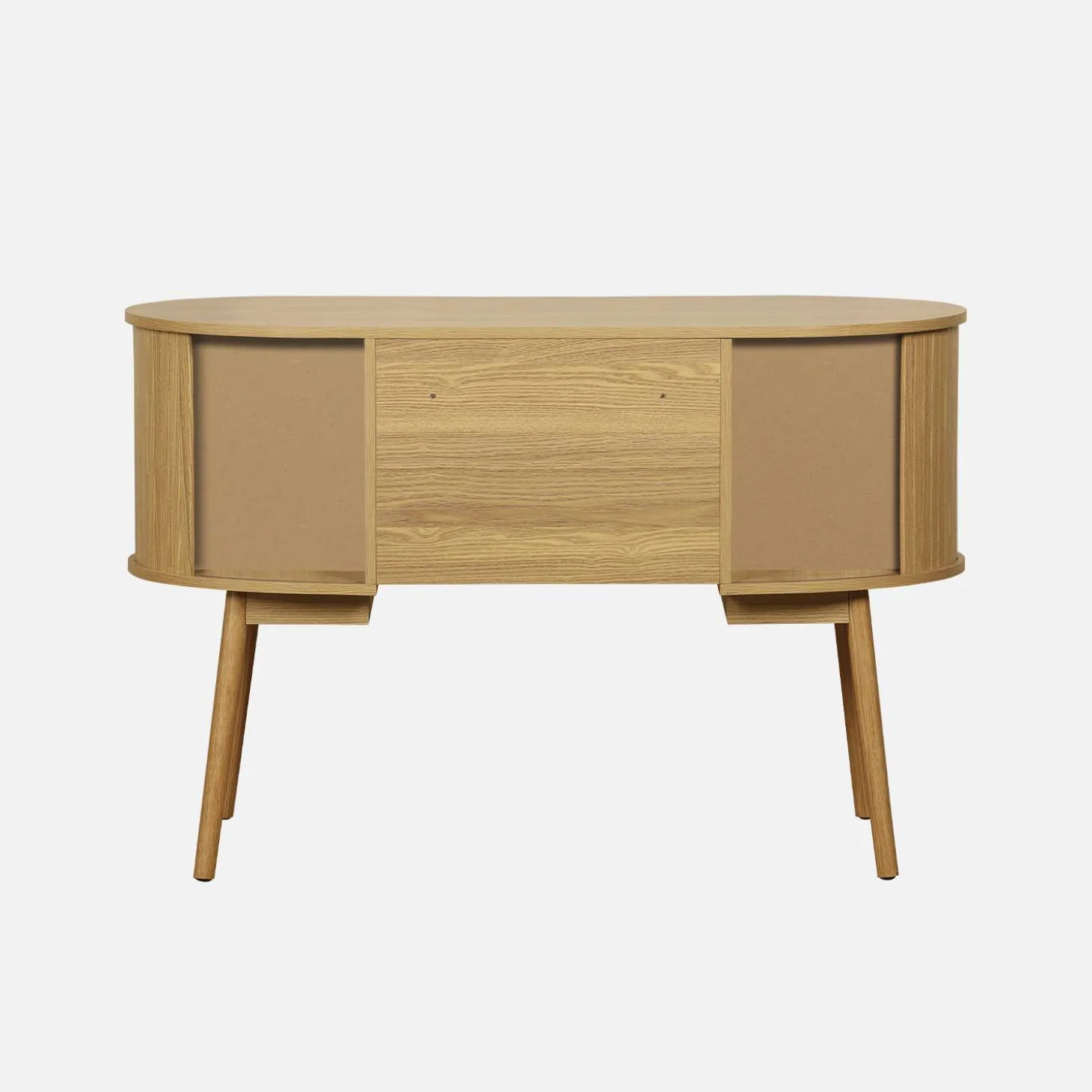 Secretária oval com efeito de madeira com 2 espaços de arrumação, 120cm