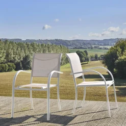 Set de 2 cadeiras de jardim em alumínio e textileno