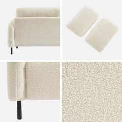 Sofá boucle e base de metal, 3 lugares