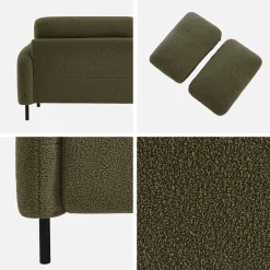 Sofá boucle e base de metal, 3 lugares