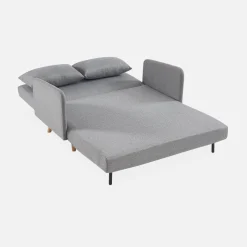 Sofá-cama com pés em madeira, 2 lugares