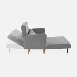 Sofá-cama com pés em madeira, 2 lugares