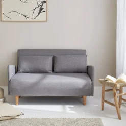 Sofá-cama com pés em madeira, 2 lugares