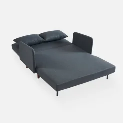 Sofá-cama com pés em madeira, 2 lugares