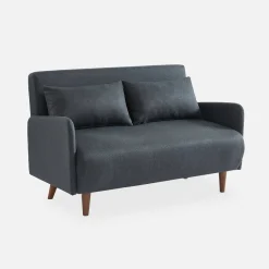Sofá-cama com pés em madeira, 2 lugares