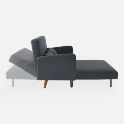 Sofá-cama com pés em madeira, 2 lugares