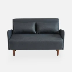 Sofá-cama com pés em madeira, 2 lugares