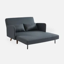 Sofá-cama com pés em madeira, 2 lugares