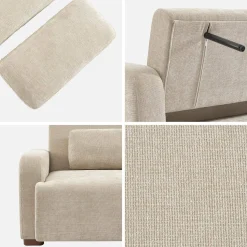 Sofá-cama conversível em tecido, 3 lugares