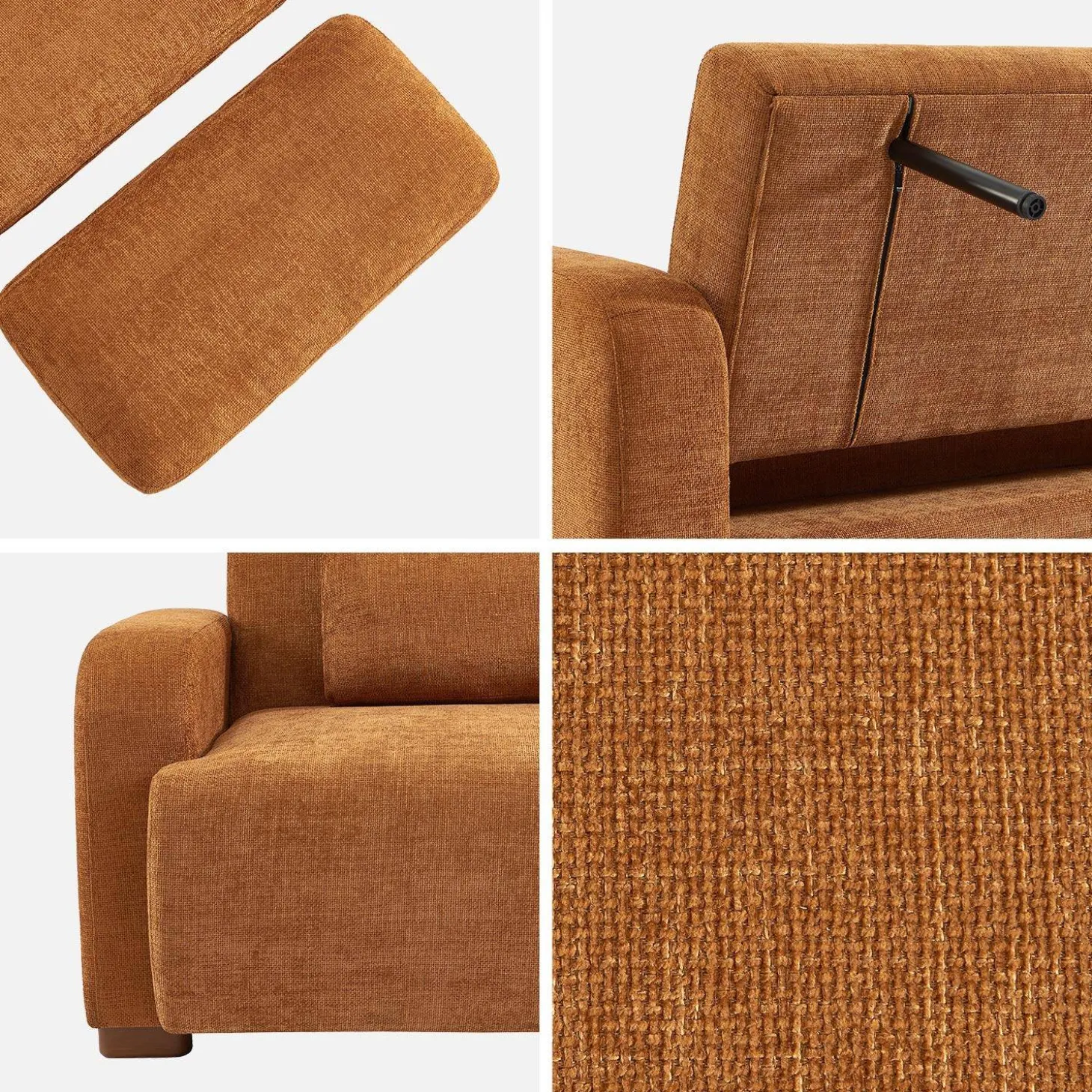 Sofá-cama conversível em tecido, 3 lugares