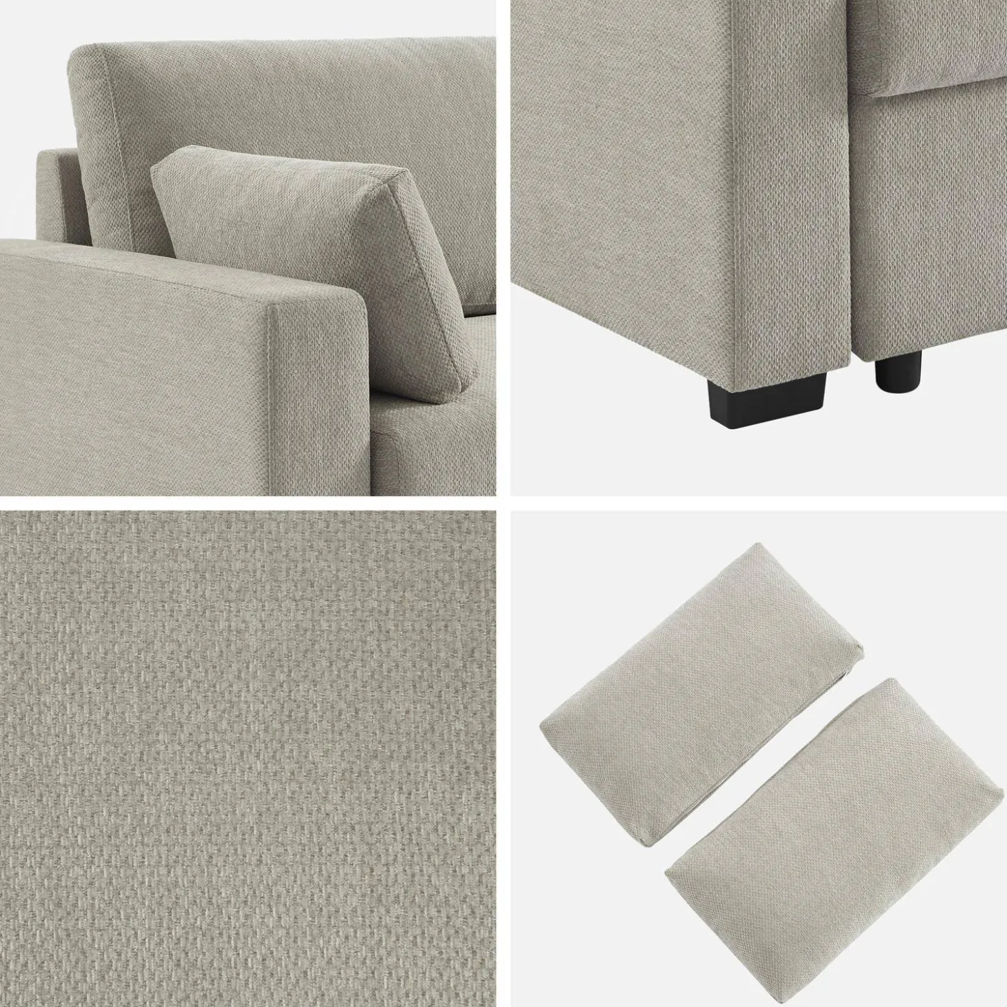 Sofá-cama conversível em tecido, 3 lugares