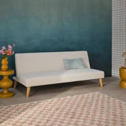 Sofá-cama conversível em tecido bouclé, 3 lugares