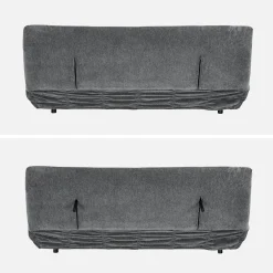 Sofá-cama conversível em tecido chenille, 3 lugares