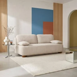Sofá-cama conversível em veludo canelado, 3 lugares