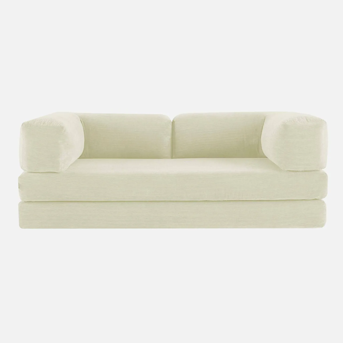 Sofá-cama conversível em veludo canelado com estrutura cromada, 3 lugares