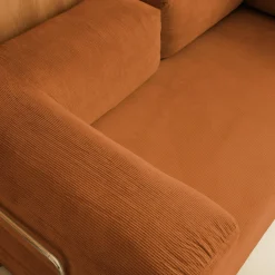 Sofá-cama conversível em veludo canelado com estrutura cromada, 3 lugares
