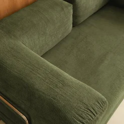 Sofá-cama conversível em veludo canelado com estrutura cromada, 3 lugares