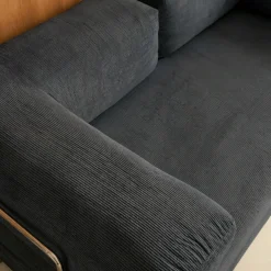 Sofá-cama conversível em veludo canelado com estrutura cromada, 3 lugares