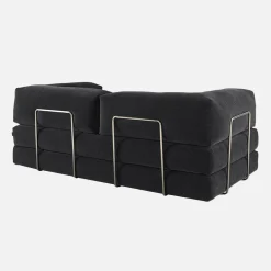 Sofá-cama conversível em veludo canelado com estrutura cromada, 3 lugares