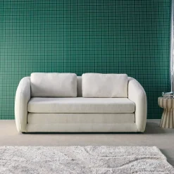 Sofá-cama conversível tecido chenille, 2 lugares