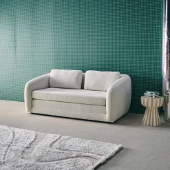 Sofá-cama conversível tecido chenille, 2 lugares
