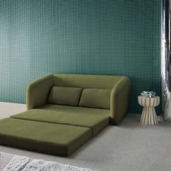 Sofá-cama conversível tecido chenille, 2 lugares