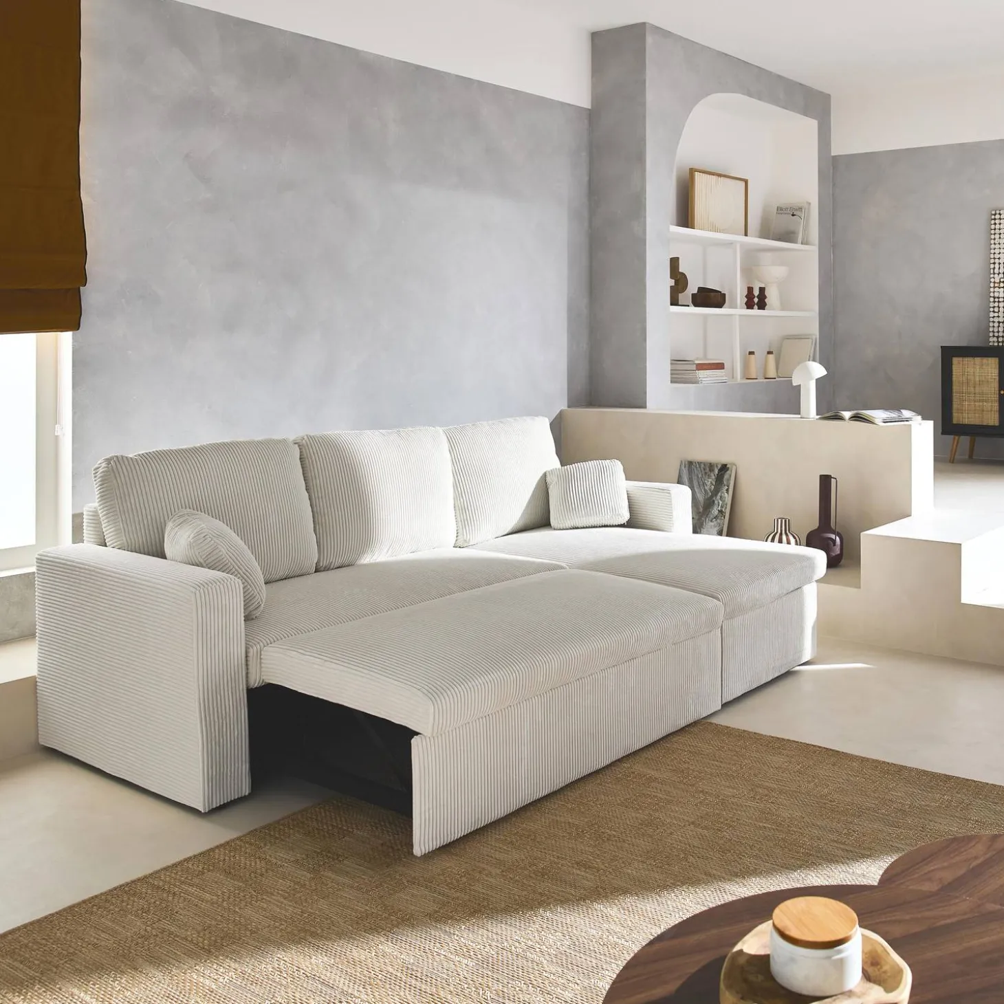 Sofá-cama de canto conversível, 3 lugares