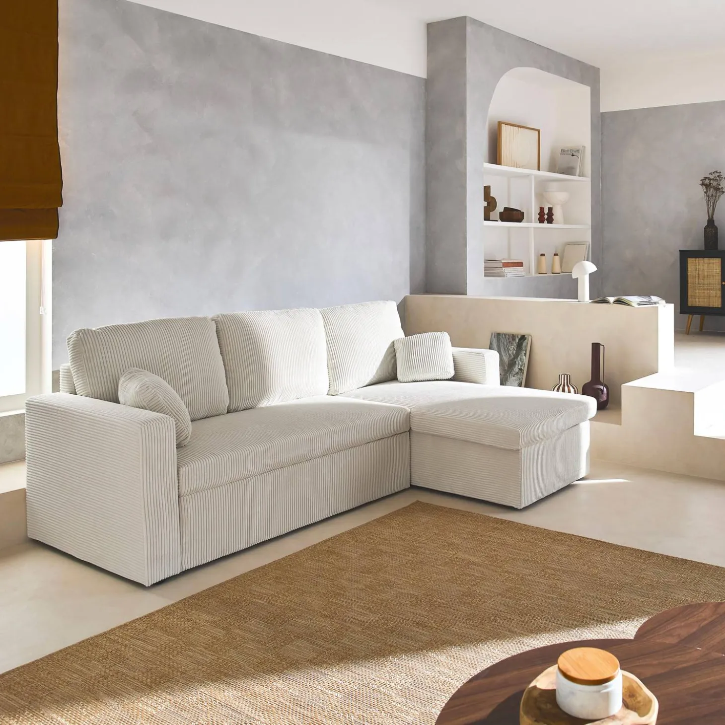 Sofá-cama de canto conversível, 3 lugares
