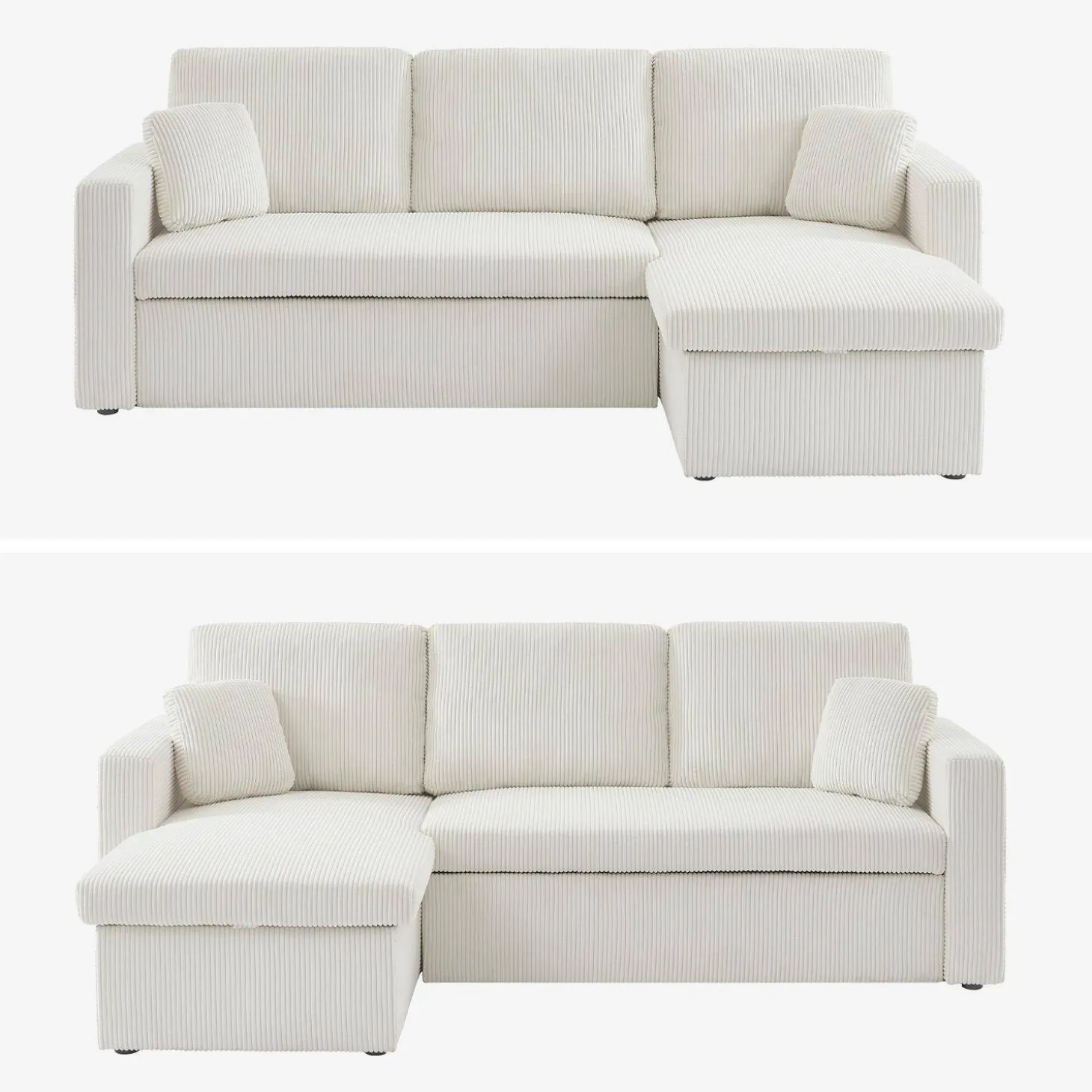 Sofá-cama de canto conversível, 3 lugares