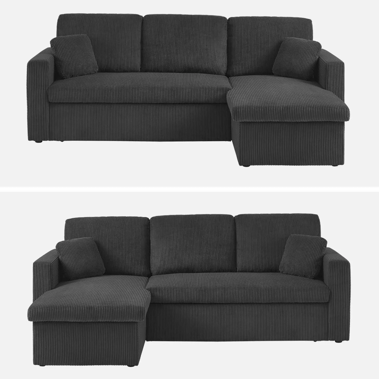 Sofá-cama de canto conversível, 3 lugares